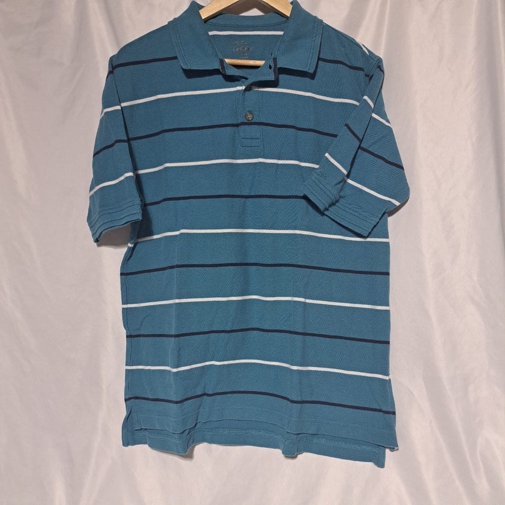 Cabelas Mens Blue Striped Short Sleeve Polo Size‎ Medium